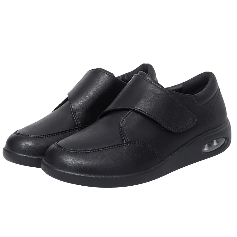 Women Diabetic Shoes Leather Walking Shoes Non Slip Lightweight Edema Sneakers Hook and Loop Sneakers for Plantar Fasciitis