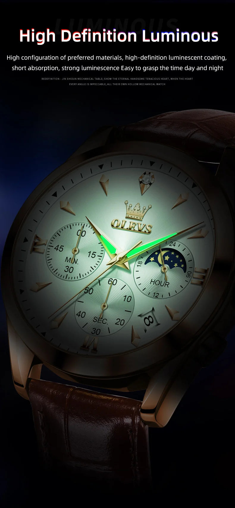 OLEVS 3609 Men's Watch High Quality Multi functional Waterproof Luminescent Quartz Watch Luxury Brand Men's Watch Montre Homme