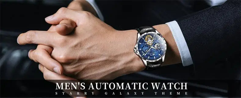 OLEVS Original Brand Men's Watches Waterproof Multifunctional Luminous Fully Automatic Mechanical Watch Moon Phase Starry Disk