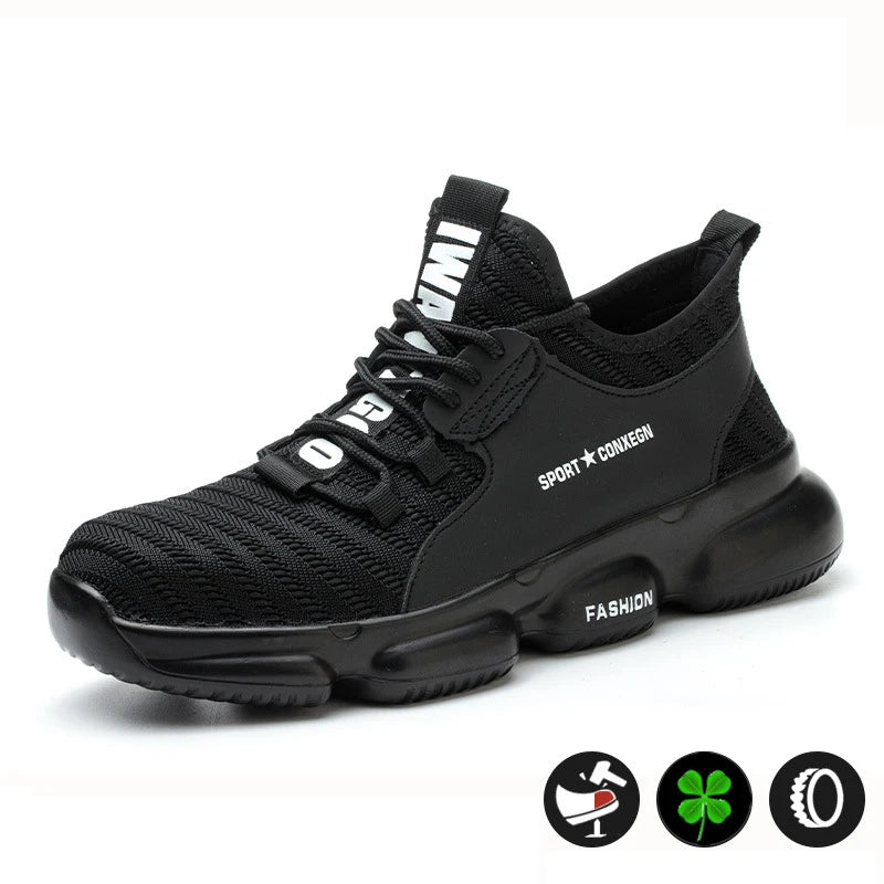 Men's Work Sneakers Steel Toe Puncture-Proof Safety Shoes Boots Men's Anti-smash Working Protective Shoes