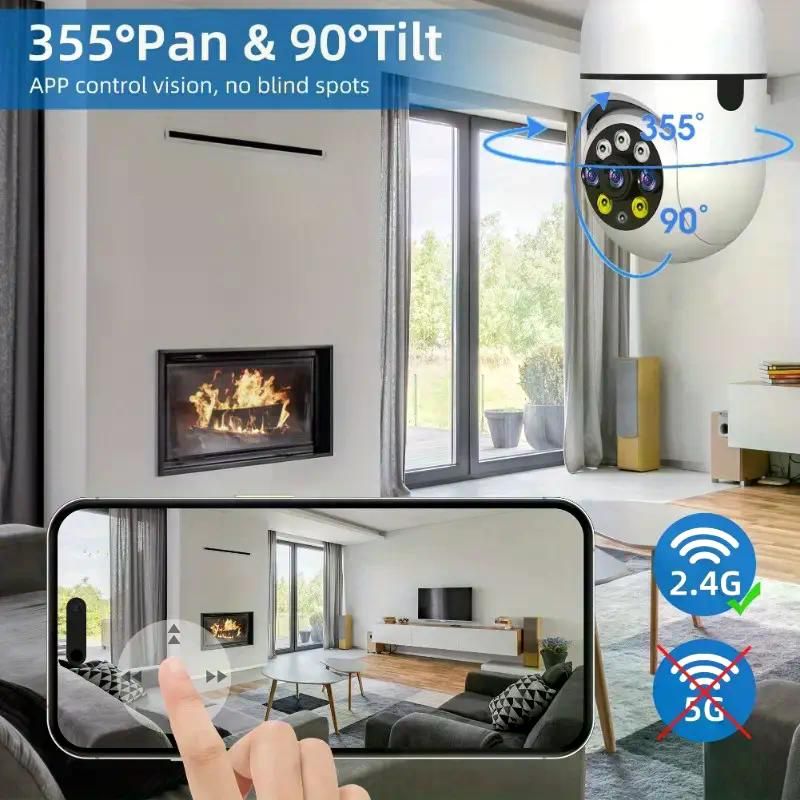 Wireless light bulb security camera 1080P wireless 360-degree panorama intelligent high-definition, surveillance camera