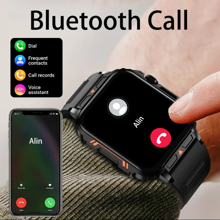 Outdoor Sports Square Smartwatch Answer Call Big Battery Fitness Tracker Waterproof For IOS Android