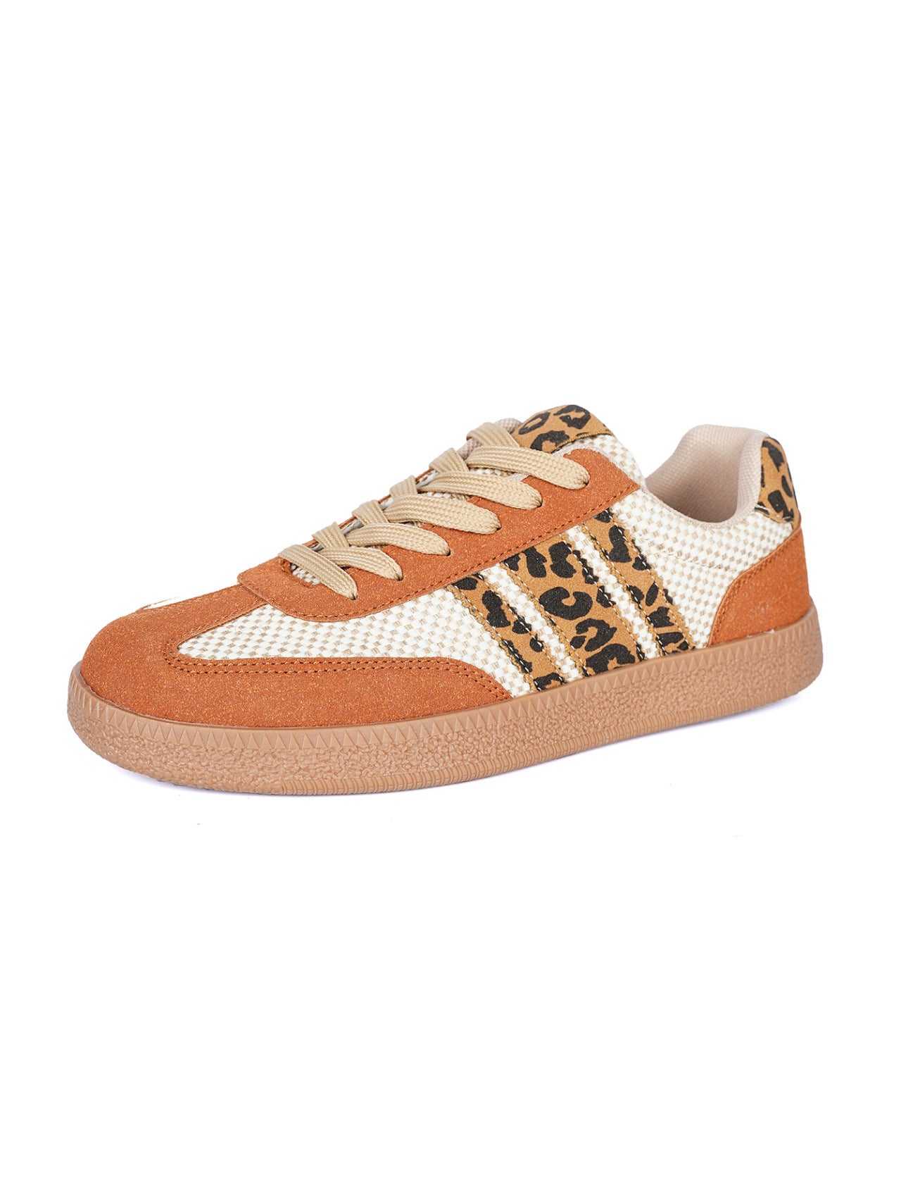Retro Lace-up Color-block Round-toe Contrasting-color Flats