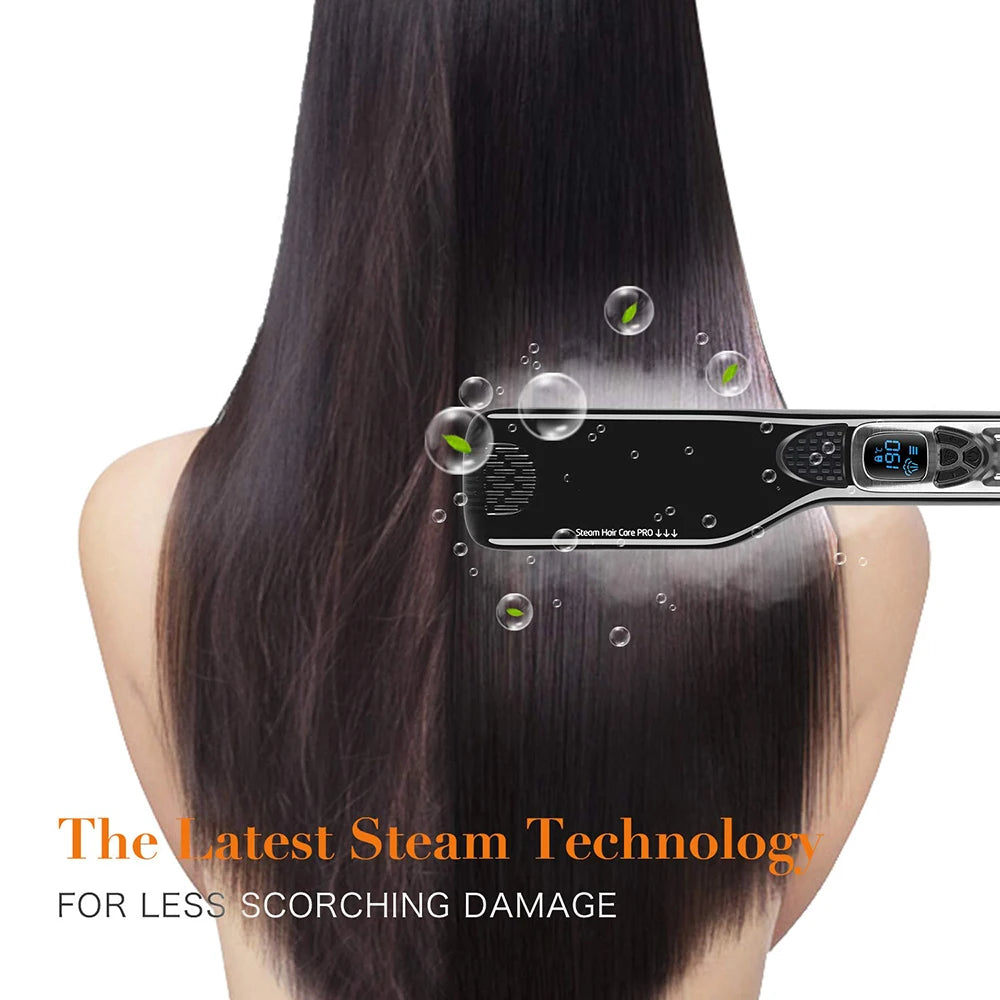 Professional Hair Straightener Heating Hot Hair Combs Dual Voltage Titanium Curling Iron Steam Flat Iron Hair Wide Plates Tools