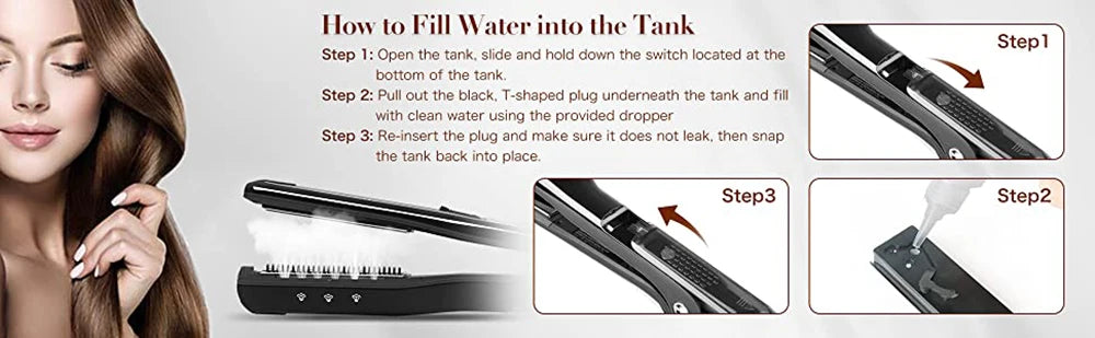 Professional Hair Straightener Heating Hot Hair Combs Dual Voltage Titanium Curling Iron Steam Flat Iron Hair Wide Plates Tools
