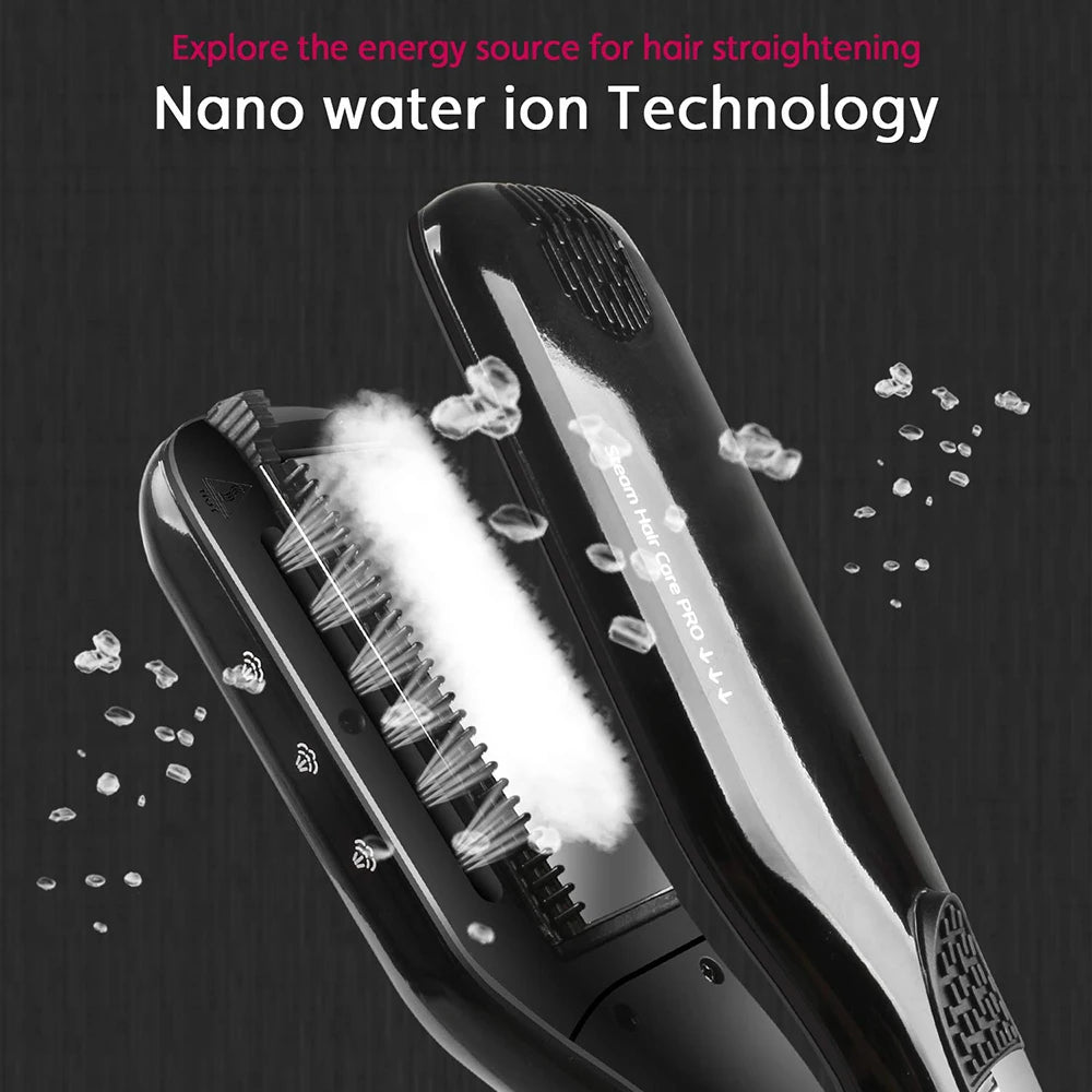 Professional Hair Straightener Heating Hot Hair Combs Dual Voltage Titanium Curling Iron Steam Flat Iron Hair Wide Plates Tools