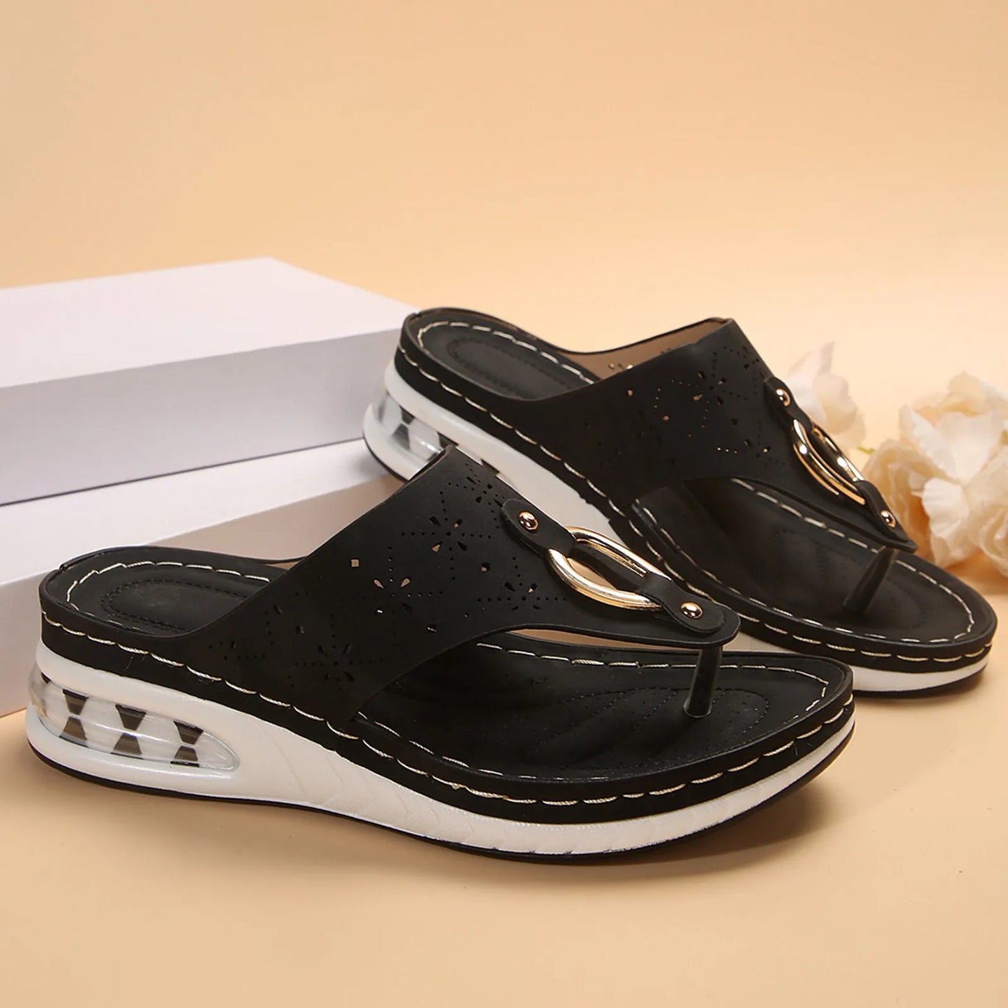 Summer Sandals Women Big Size Platform Wedges Sandals Slippers Non-slip Open Toe Flip Flops