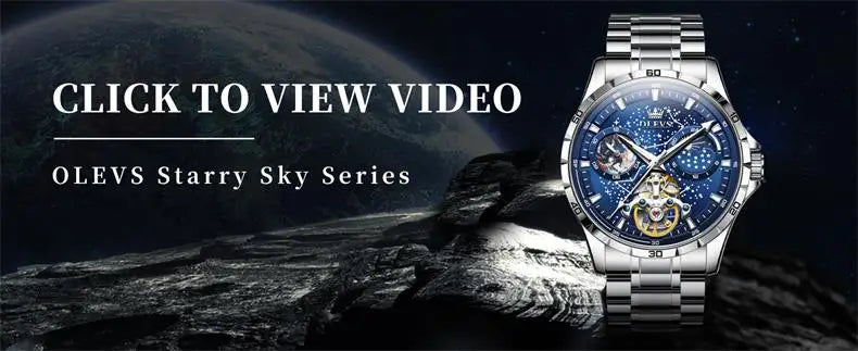 OLEVS Original Brand Men's Watches Waterproof Multifunctional Luminous Fully Automatic Mechanical Watch Moon Phase Starry Disk