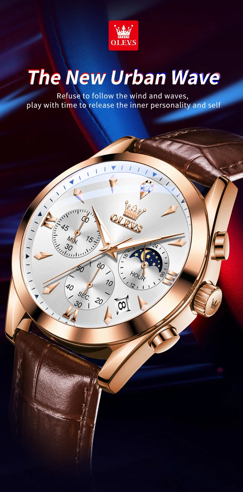 OLEVS 3609 Men's Watch High Quality Multi functional Waterproof Luminescent Quartz Watch Luxury Brand Men's Watch Montre Homme