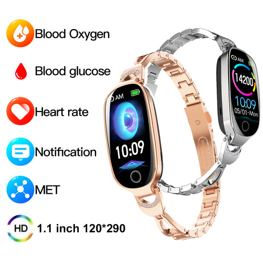 Gold Smartwatch For Women Compatible For Android& IOS, Smart Bracelet Waterproof