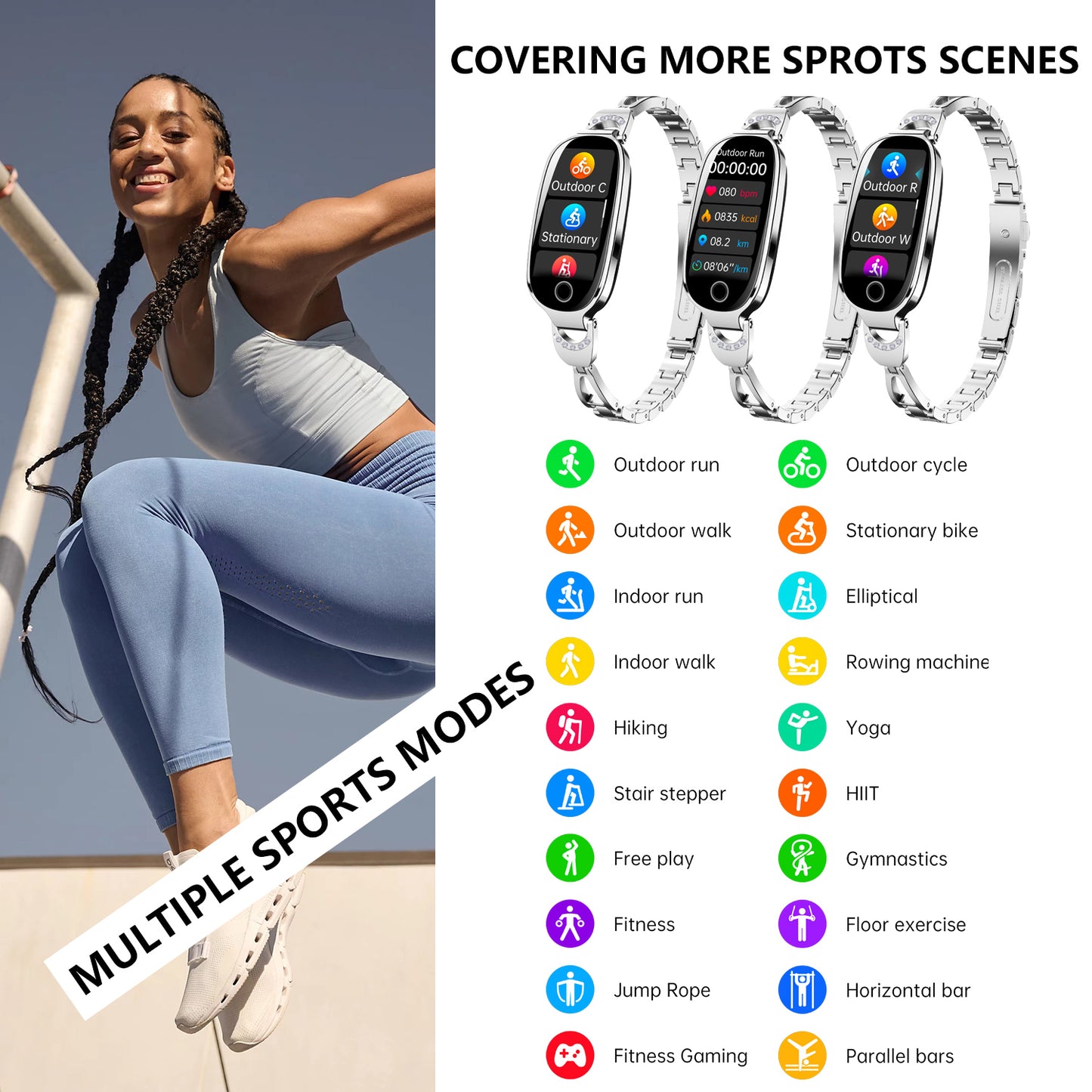 Gold Smartwatch For Women Compatible For Android& IOS, Smart Bracelet Waterproof