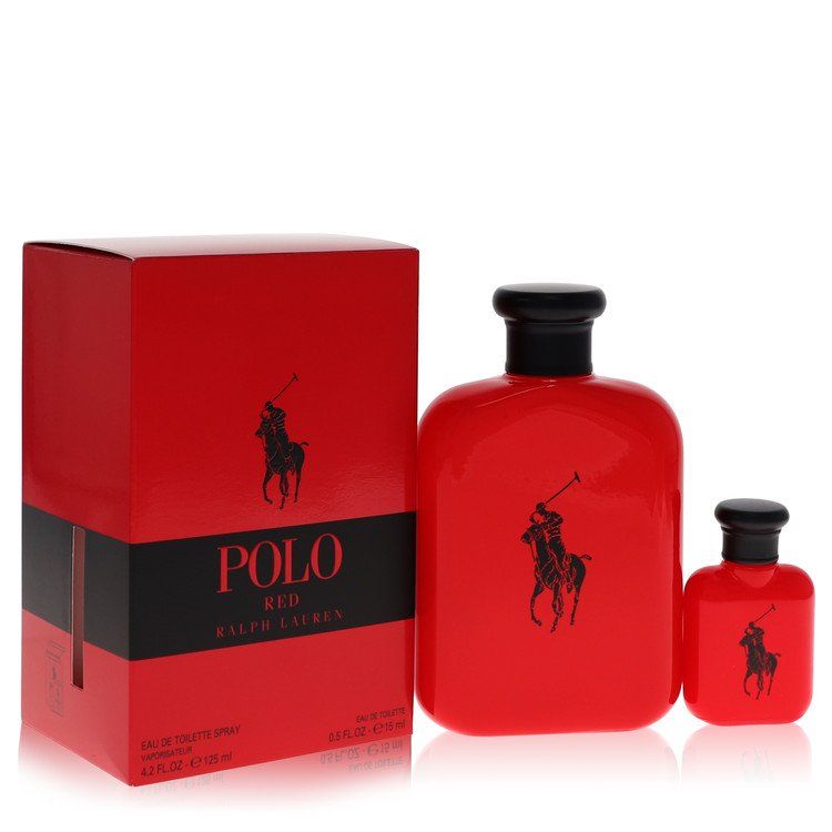 Polo Red by Ralph Lauren Gift Set - 4.2 oz Eau De Toilette Spray + 0.5 oz Mini EDT For Men