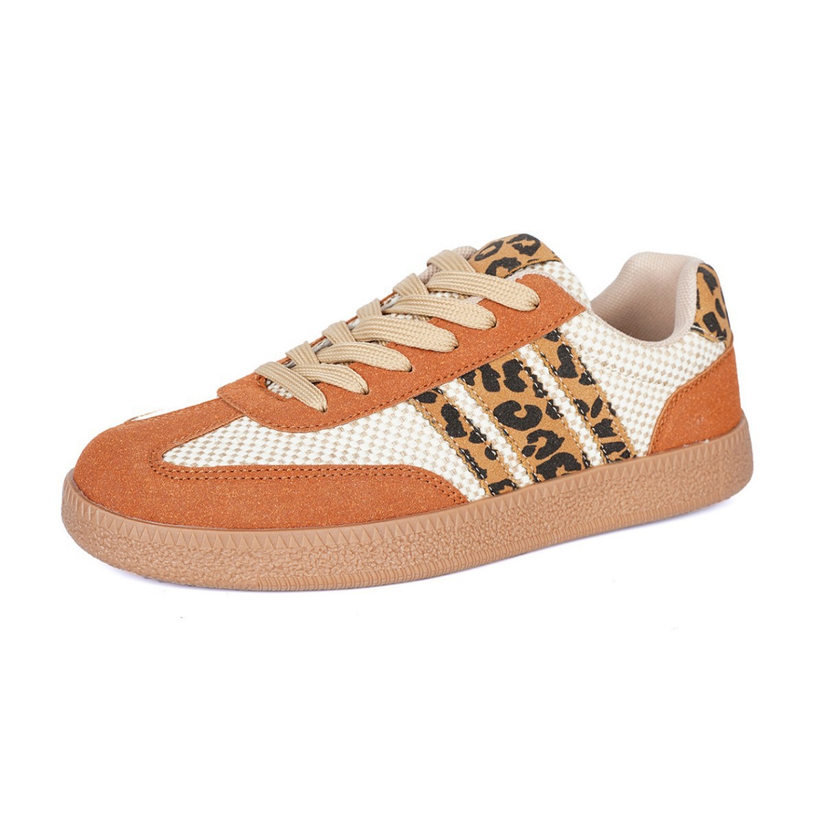 Retro Lace-up Color-block Round-toe Contrasting-color Flats